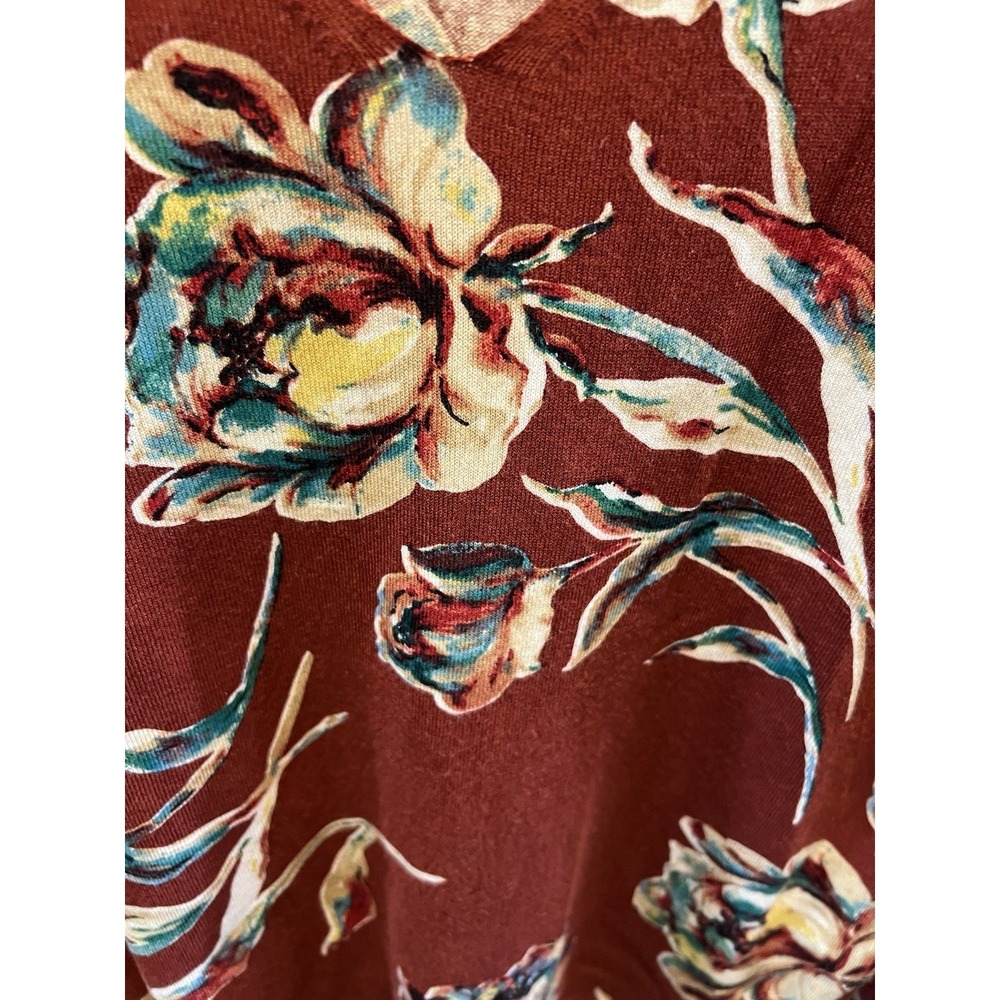 Chicos Floral Impress V-Neck Sweater Pullover Rayon Blend 0 Small Multicolor NWT - Picture 2 of 8
